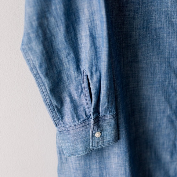 Lands End Women's Chambray Button Down Shirt Dress Size 14P - Picture 2 of 10